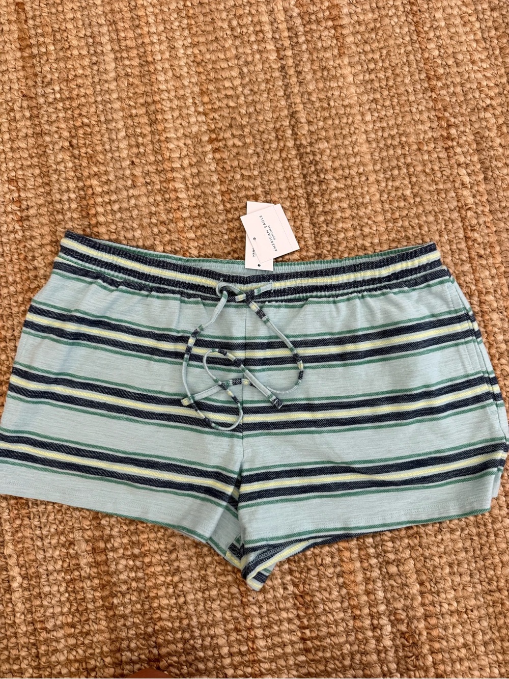 American Eagle Outfitters Aqua and Navy Striped Lounge Shorts